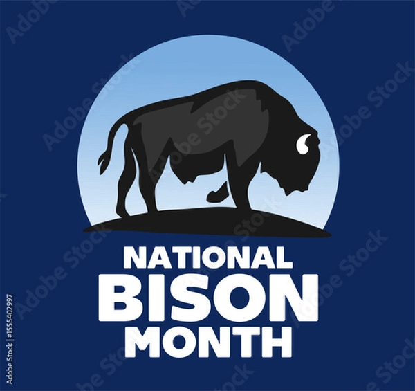Fototapeta Happy National Bison Month with a silhouette of a bison
