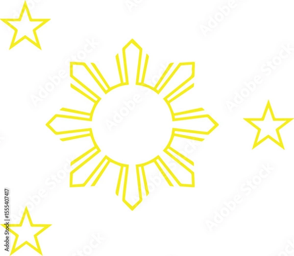 Fototapeta Philippines Flag Stars and Sun outline design eps  isolated on white background eps