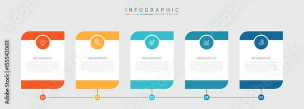 Fototapeta infographic design with 5 options or steps. Infographics for business concept. Can be used for presentations workflow layout, banner, process, diagram, flow chart, info graph, annual report.