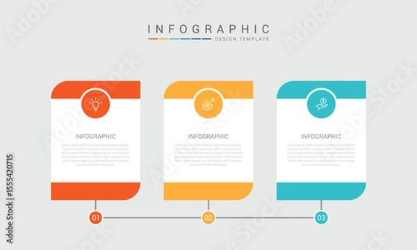 Fototapeta infographic design with 3 options or steps. Infographics for business concept. Can be used for presentations workflow layout, banner, process, diagram, flow chart, info graph, annual report.