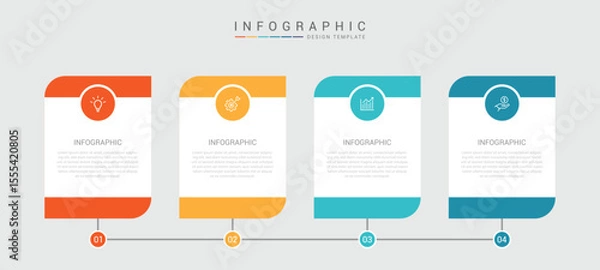 Fototapeta infographic design with 4 options or steps. Infographics for business concept. Can be used for presentations workflow layout, banner, process, diagram, flow chart, info graph, annual report.