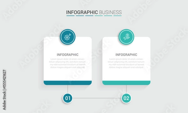 Fototapeta Business vector infographic design template with icons and 2 options or steps. Can be used for process diagram, presentations, workflow layout, flow chart, info graph
