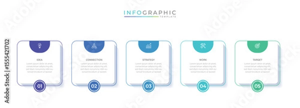 Fototapeta Business vector infographic design template with icons and 5 options or steps. Can be used for process diagram, presentations, workflow layout, flow chart, info graph