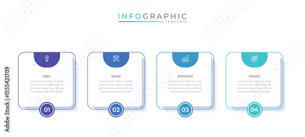 Fototapeta Business vector infographic design template with icons and 4 options or steps. Can be used for process diagram, presentations, workflow layout, flow chart, info graph