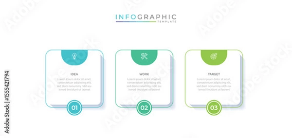 Fototapeta Business vector infographic design template with icons and 3 options or steps. Can be used for process diagram, presentations, workflow layout, flow chart, info graph