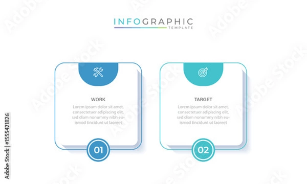 Fototapeta Business vector infographic design template with icons and 2 options or steps. Can be used for process diagram, presentations, workflow layout, flow chart, info graph