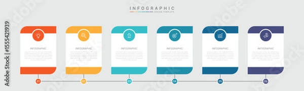 Fototapeta infographic design with 6 options or steps. Infographics for business concept. Can be used for presentations workflow layout, banner, process, diagram, flow chart, info graph, annual report.