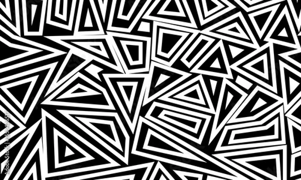 Fototapeta Abstract triangle pattern. Black white minimal background. vintage geometric shape background.