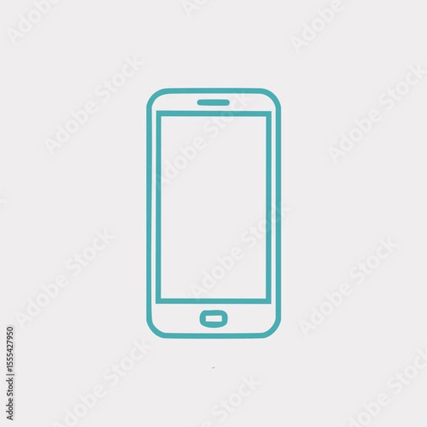 Obraz Simple teal outline smartphone icon mobile device