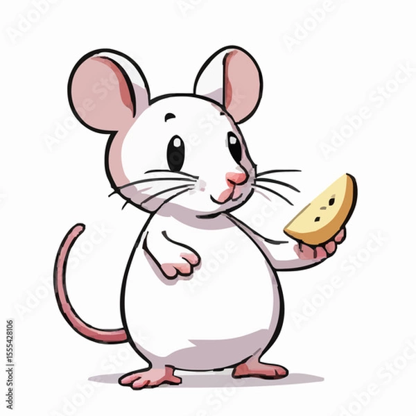 Obraz Adorable Cartoon Mouse Enjoying a Slice of Fruit
