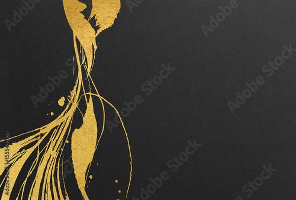 Fototapeta 金色の毛筆アートのある和風背景