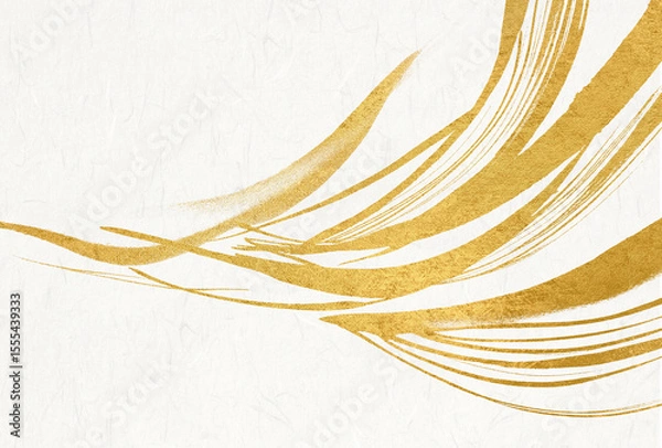 Obraz 金色の毛筆アートのある和風背景