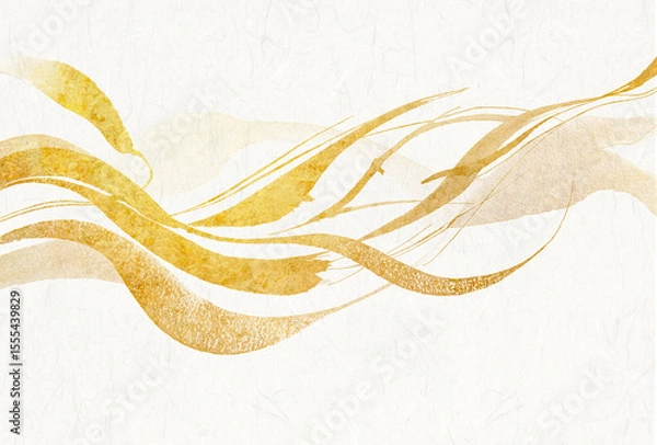 Fototapeta 金色の毛筆アートのある和風背景