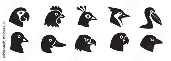Fototapeta bird face icon set