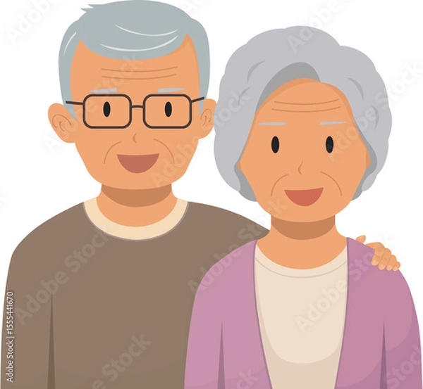 Obraz 할머니 할아버지가 있는 노부부 일러스트 캐릭터
