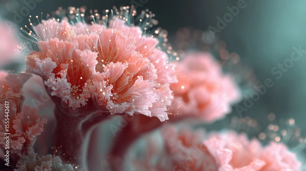 Obraz Spawning Soft Coral with Glowing Polyps, Marine Closeup Background Texture Wallpaper