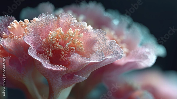 Obraz Soft Lettuce Coral with Blooming Polyps, Marine Closeup Background Texture Wallpaper