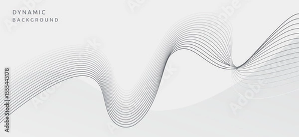Fototapeta Dynamic line shapes composition background. Abstract gray poster