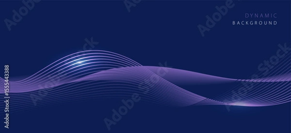 Fototapeta Abstract dynamic wave lines on dark purple background