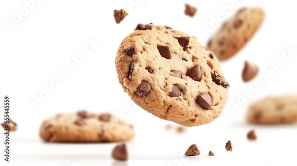 Fototapeta Cookie spinning in the air, rendered with visible motion blur and perfect lighting, generative ai