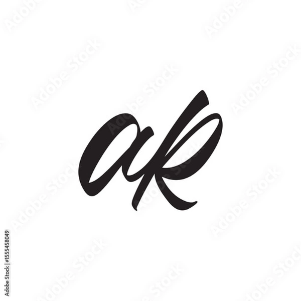 Obraz Initial Letter Logo Brush Calligraphy Style AK