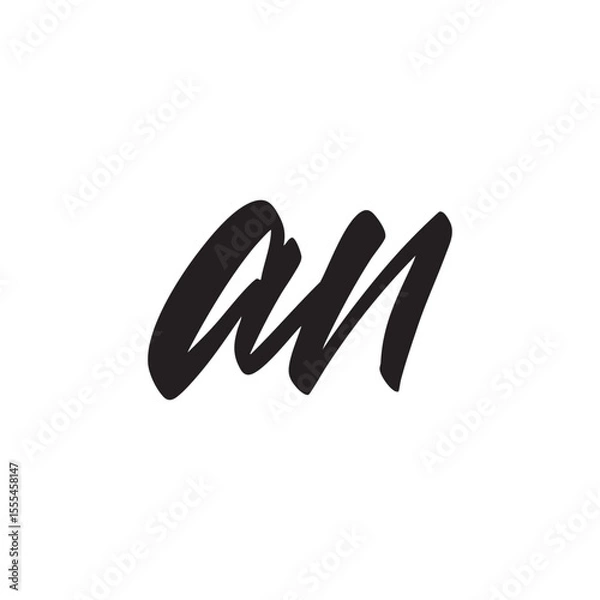 Obraz Initial Letter Logo Brush Calligraphy Style AN