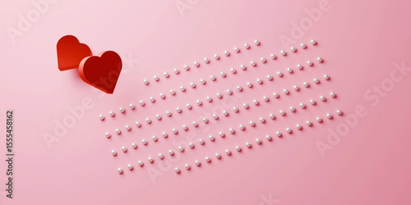 Fototapeta Red Hearts Symbolize A Sweet Pink Connection