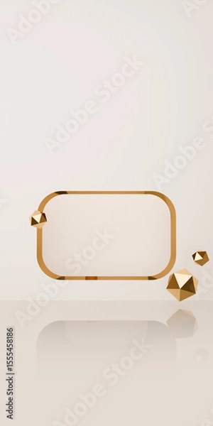Fototapeta Golden Geometric Frame Creates Modern Presentation Design. Vertical view.