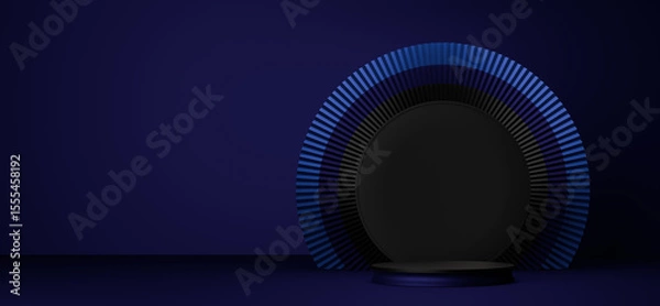 Fototapeta Elegant Blue Radial Lights Illuminate Dark Space