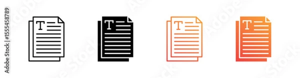 Fototapeta Text Multiple Style Icon Set Vector 