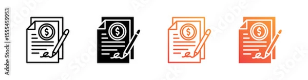 Fototapeta Loan Agreement Multiple Style Icon Set Vector 