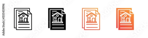 Fototapeta Mortgage Document Multiple Style Icon Set Vector 