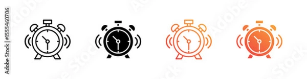 Fototapeta Alarm Clock Multiple Style Icon Set Vector 