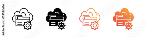Fototapeta Cloud Management Multiple Style Icon Set Vector 