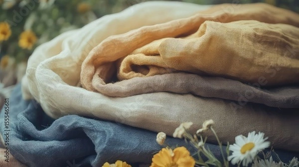 Fototapeta Natural dyeing fabric with plant pigments drying textiles and artisan process perfect for eco-craft and handmade content