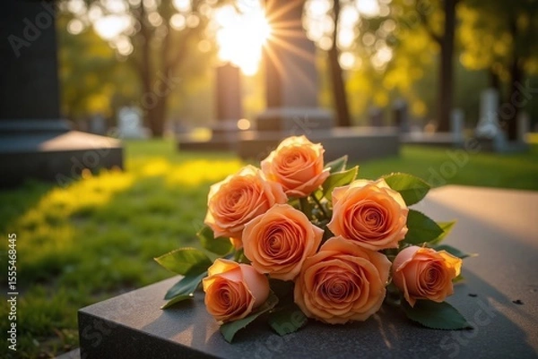 Obraz bunch of yellow flowers sitting on top of a grave