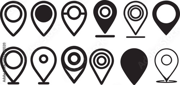 Fototapeta isolated location pin icon in editable stroke, outline, and filled styles. for navigation, maps and geolocation designs in apps, websites and user interfaces