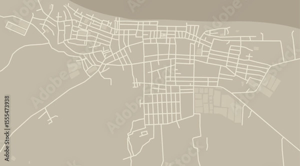 Obraz City map. Line scheme of roads. Town streets on the plan. Irrawaddy region architectural background. Urban environment, architectural background. Vector