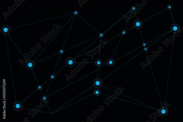 Obraz Dark Blue Connected Dots & Lines Network Background - Modern Tech