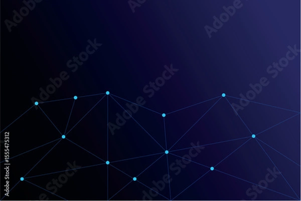 Obraz Blue Connected Dots and Lines Network Diagram on Black Background