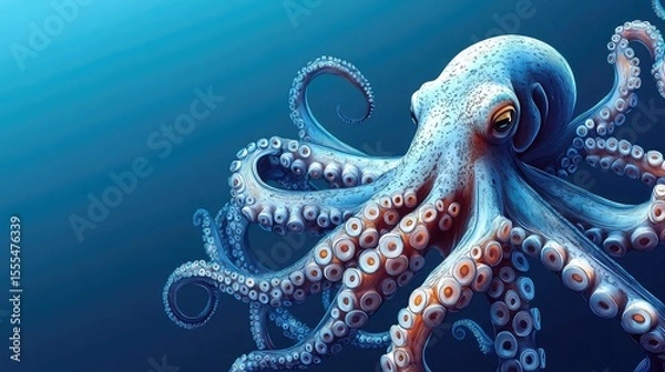 Fototapeta Octopus Drawing with Tentacles and Ocean Life Representing Marine Biology Ocean Exploration and Aquatic Art for Ocean Conservation Educational Campaigns and Marine Projects