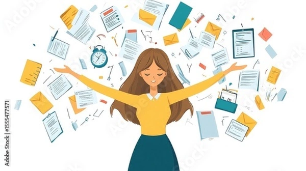 Fototapeta Office Worker Managing Tasks and Responsibilities Representing Employee Productivity Time Management and Workplace Efficiency for Professionals Remote Workers and Office Management