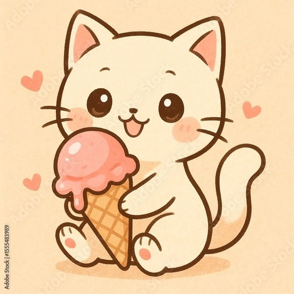 Obraz Cat with ice cream
