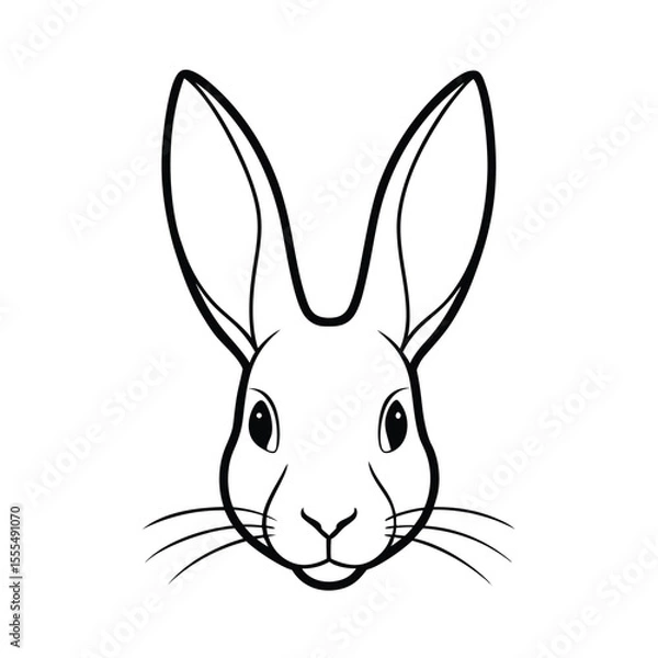 Fototapeta Charming illustration of a rabbit s head with prominent long ears presented cleanly on a white background