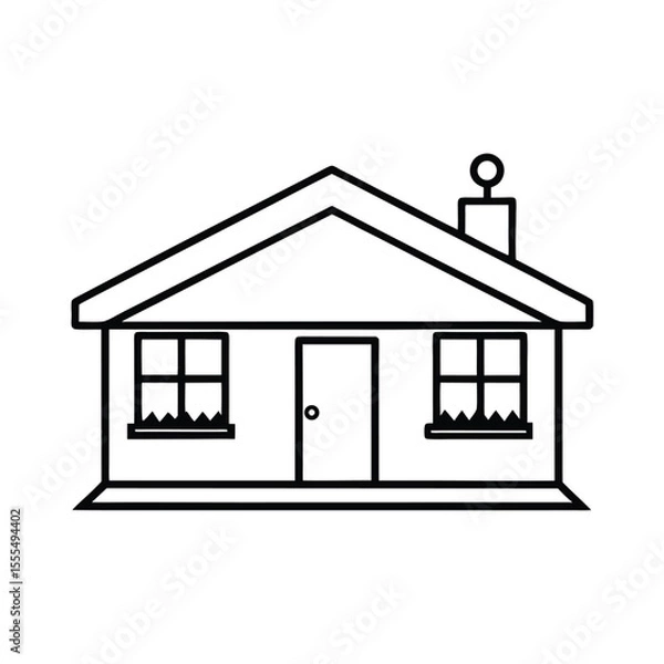 Obraz Charming single story christmas house with a flat roof adorned with festive colors and holiday spirit