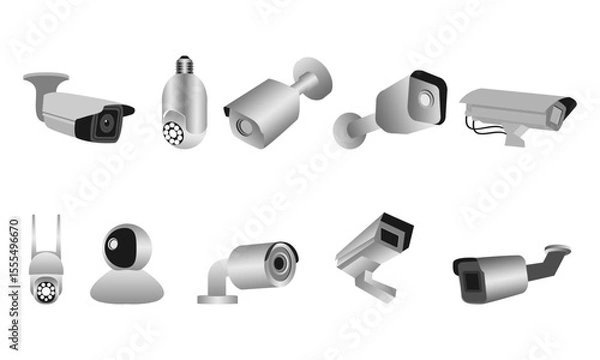 Obraz Set of cctv camera design vector