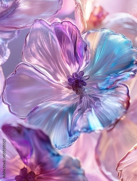 Fototapeta Abstract flowers, close-up, soft light, studio. Decorative use