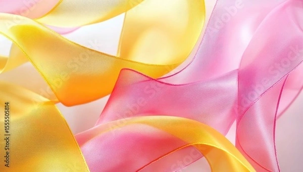 Fototapeta Soft ribbons, pastel colors, studio shot, abstract design. Possible use fashion, decor