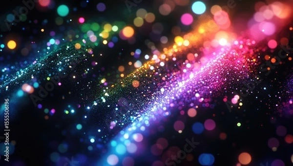 Fototapeta Colorful abstract digital swirling particles.  Background bokeh.  Graphic design.  Possible use Website, cover, greeting card