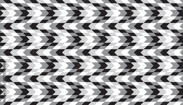 Fototapeta Seamless black and white chevron pattern with layered zigzag lines creating a bold, optical illusion effect. Ideal for modern backgrounds, textile prints, and minimalist design projects